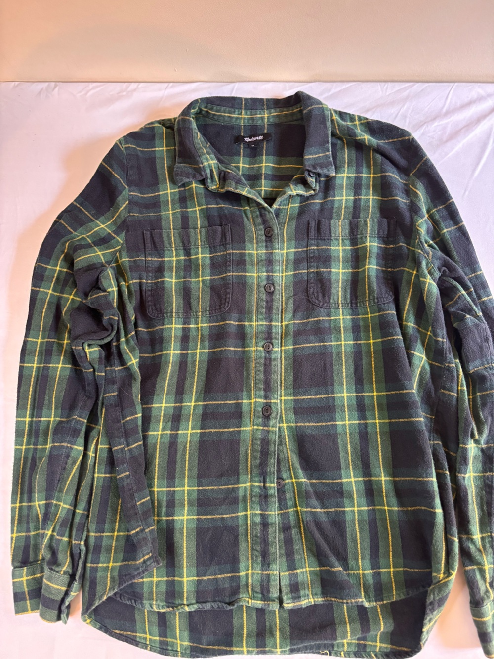 Madewell Green and Yellow Plaid Button-Down Shirt